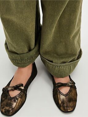 Free People Mania Leather Bow Flats 8